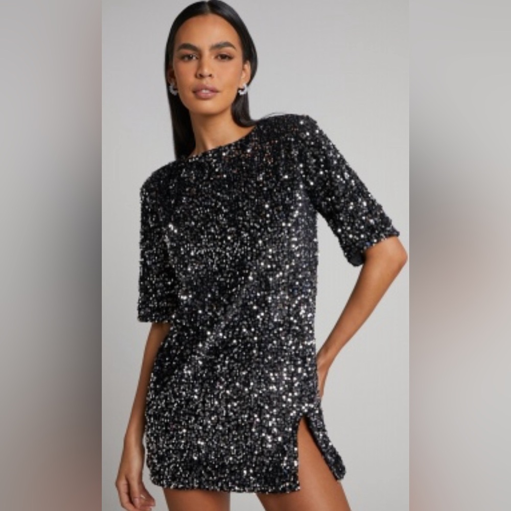 Black and Silver Sparkle Mini Dress